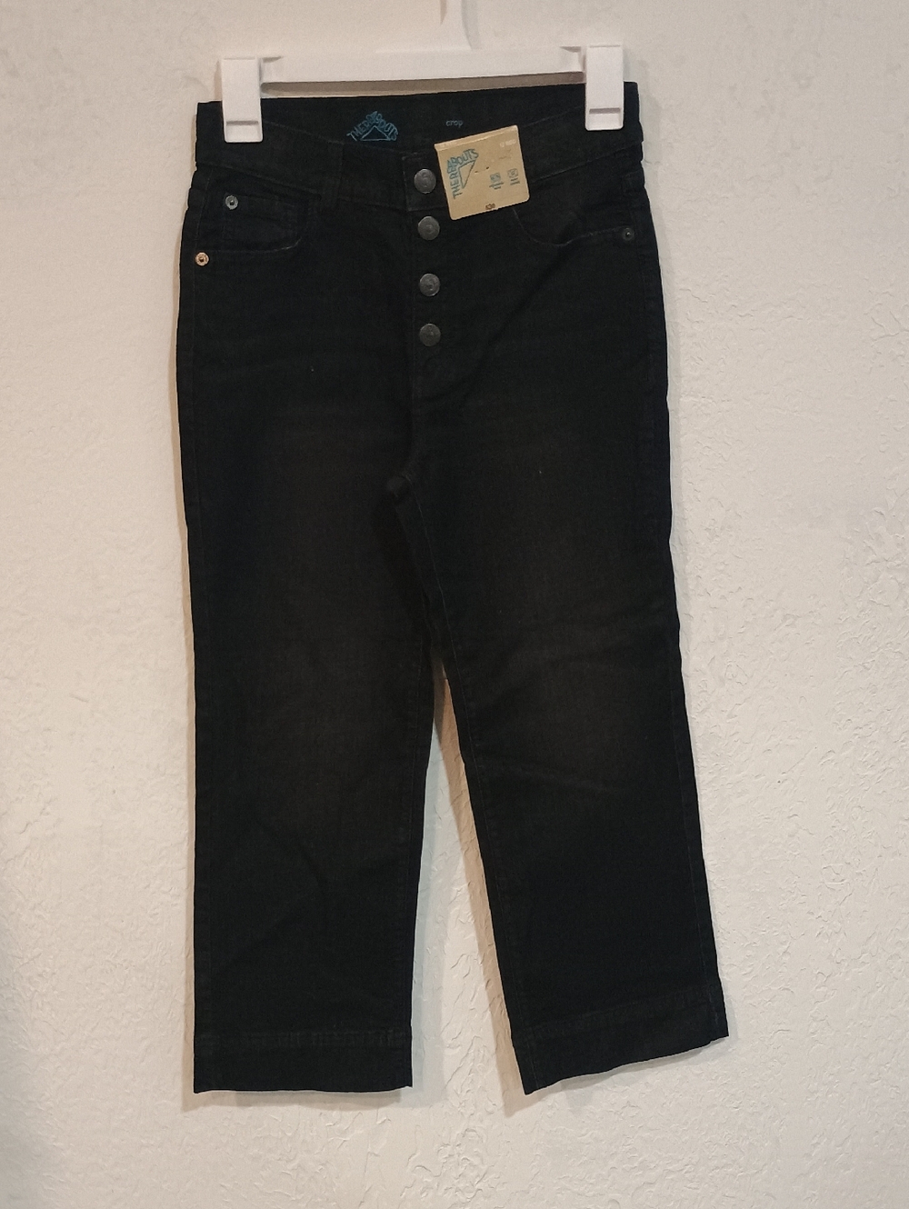 Kids Black Button-Fly Jeans